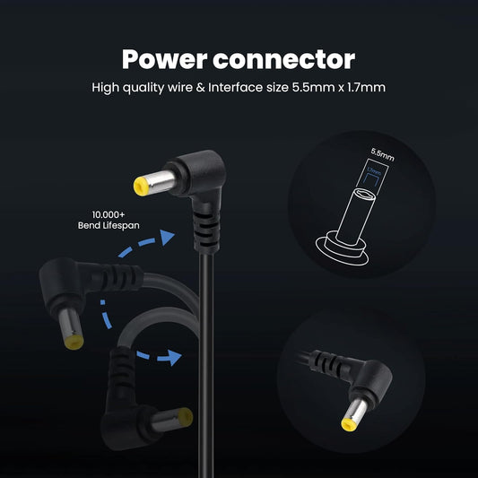 Cargador Universal 65W 19V 3.42A para Portátiles Acer, ASUS, Toshiba, Lenovo, Dell – Adaptador AC 100-240V