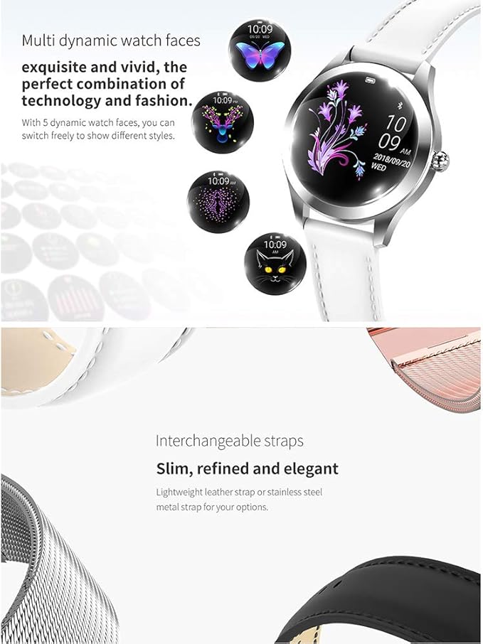 Smartwatch Mujer Dorado AIMIUVEI KW10 – Monitor de Salud, Ritmo Cardíaco y Resistente al Agua IP68