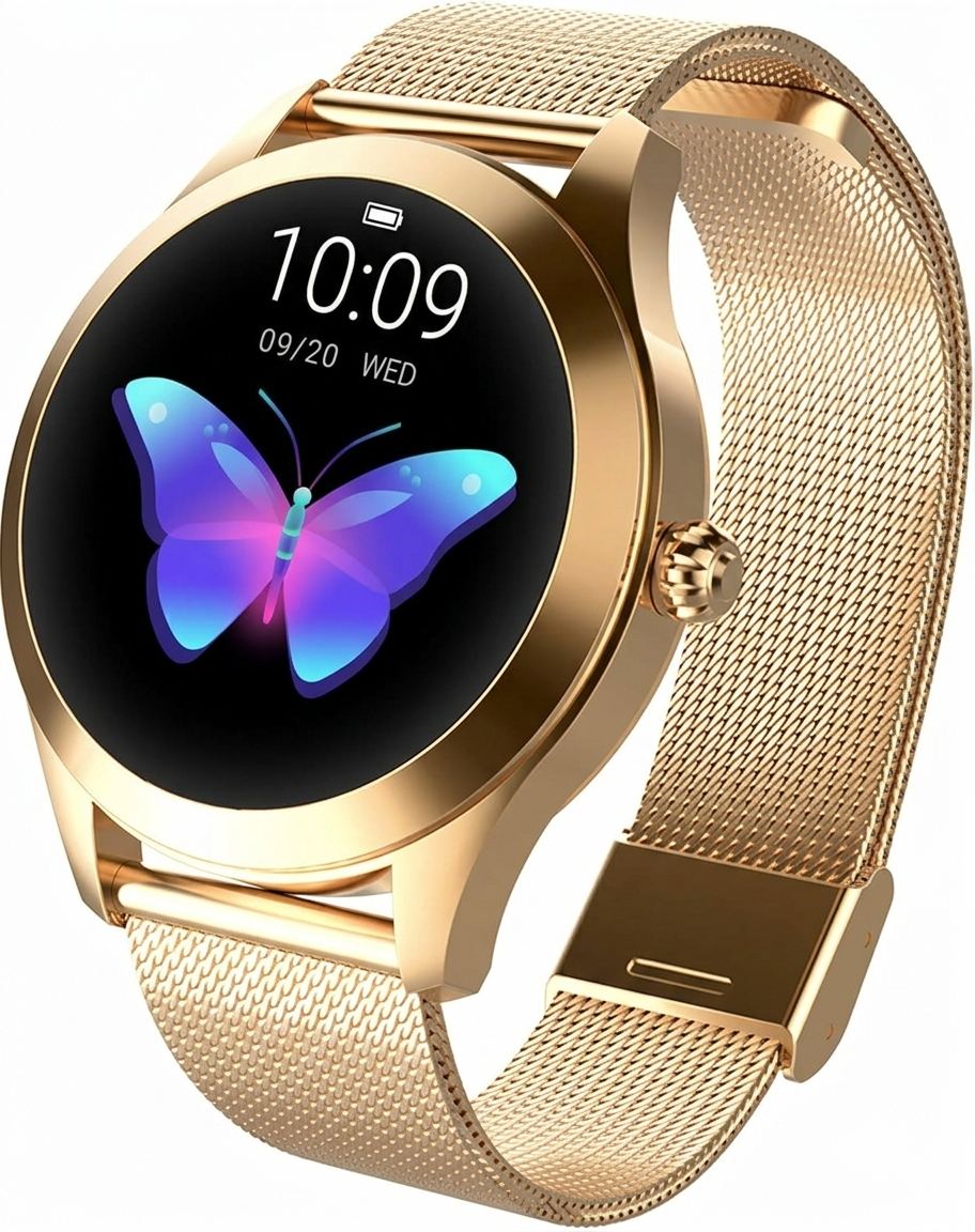 Smartwatch Mujer Dorado AIMIUVEI KW10 – Monitor de Salud, Ritmo Cardíaco y Resistente al Agua IP68